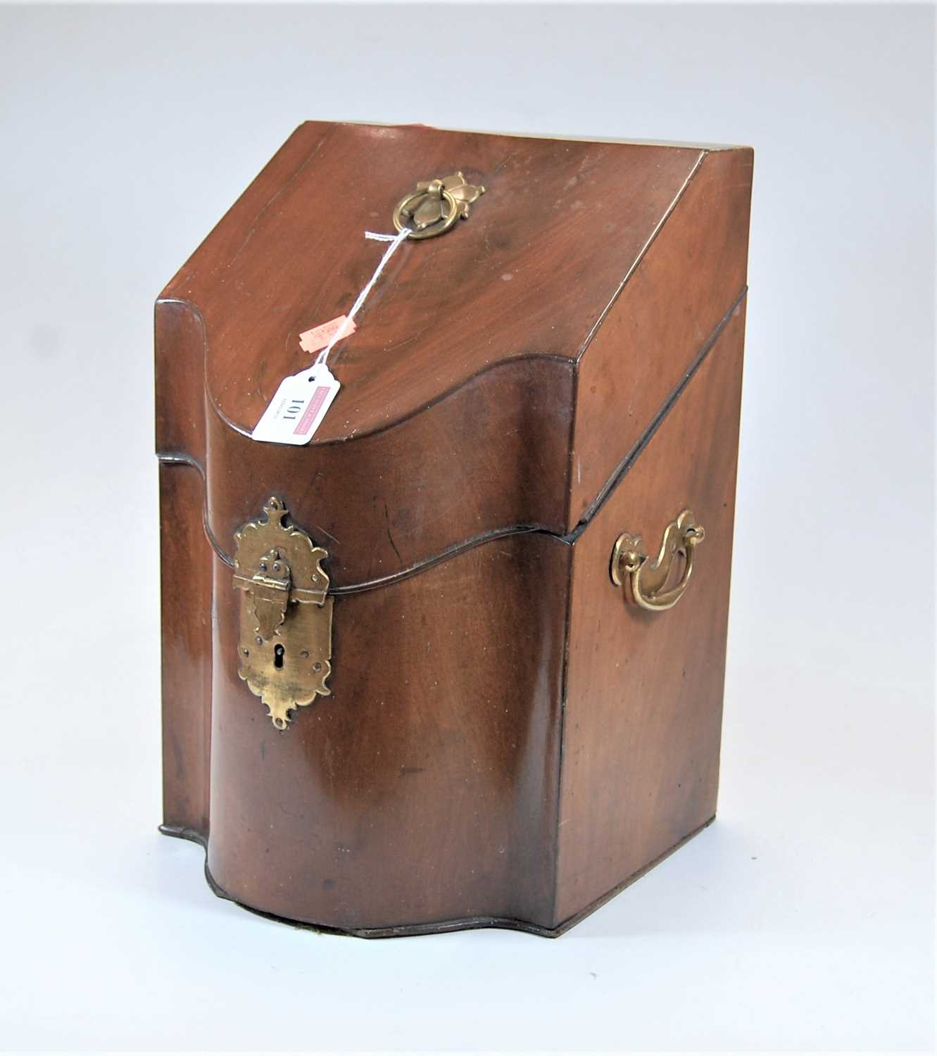 Lot 101 - A George III mahogany knife box, of serpentine...