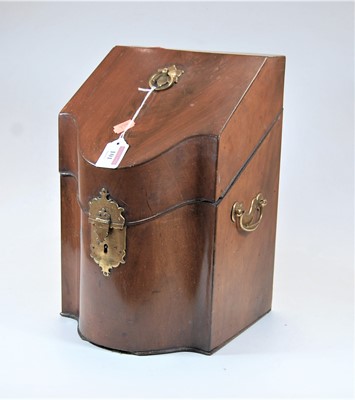 Lot 101 - A George III mahogany knife box, of serpentine...