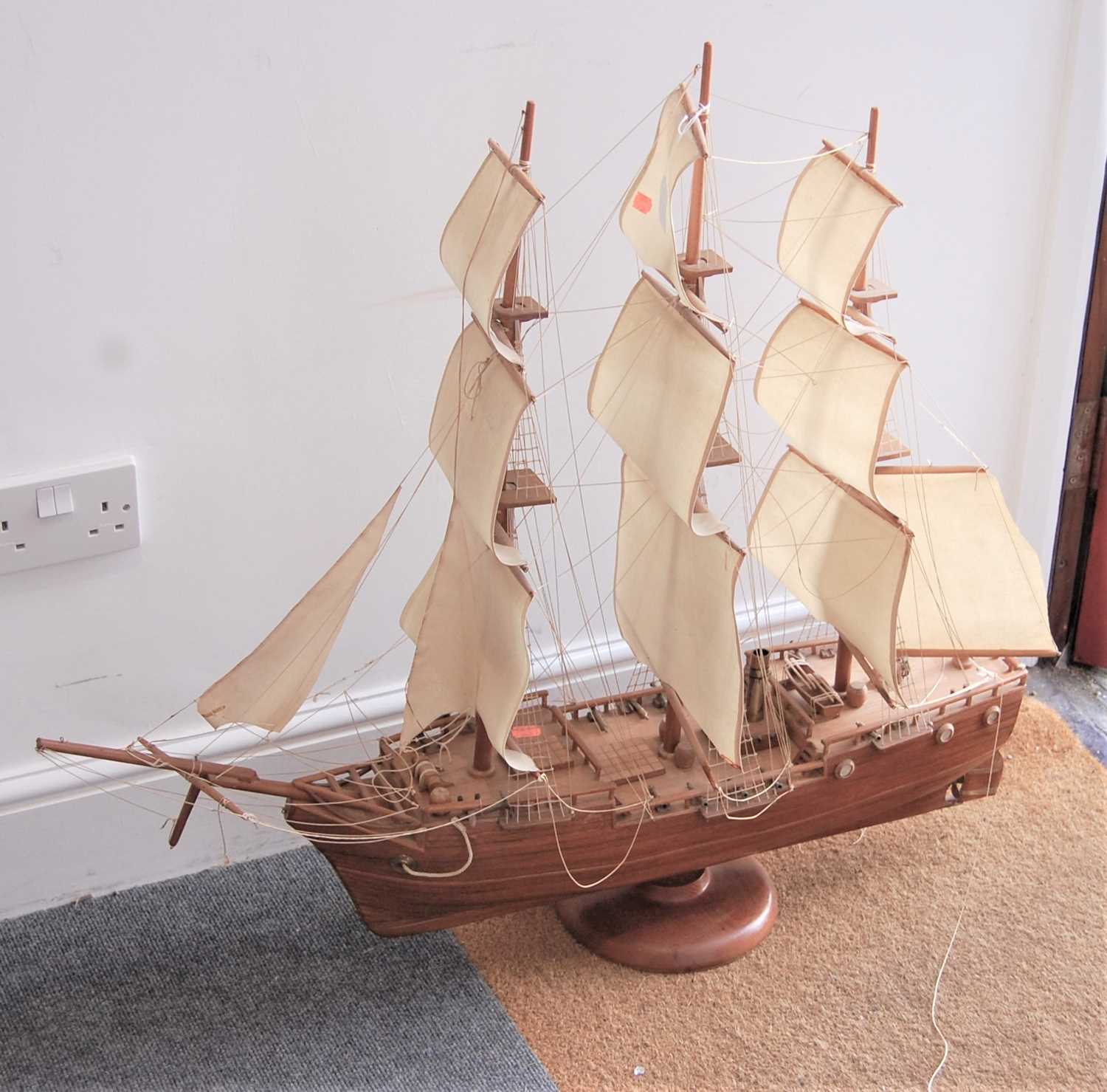 Lot 105 - A large kit-built model of a three-masted...