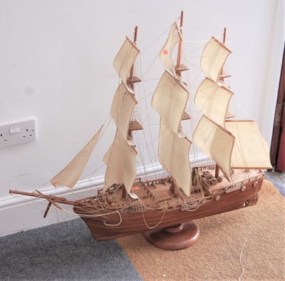 Lot 105 - A large kit-built model of a three-masted...
