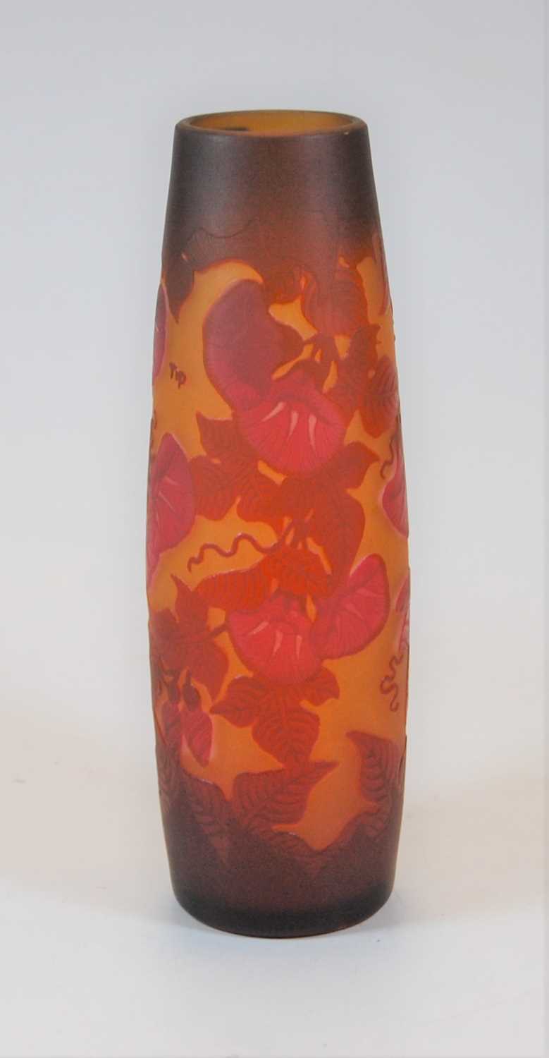 Lot 188 - A Galle style carved glass vase, 25cm