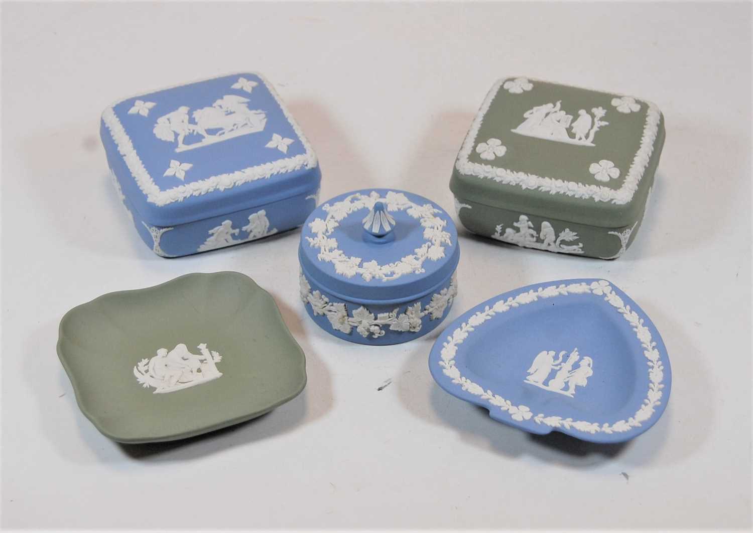 Lot 230 - A collection of Wedgwood green and blue jasper...