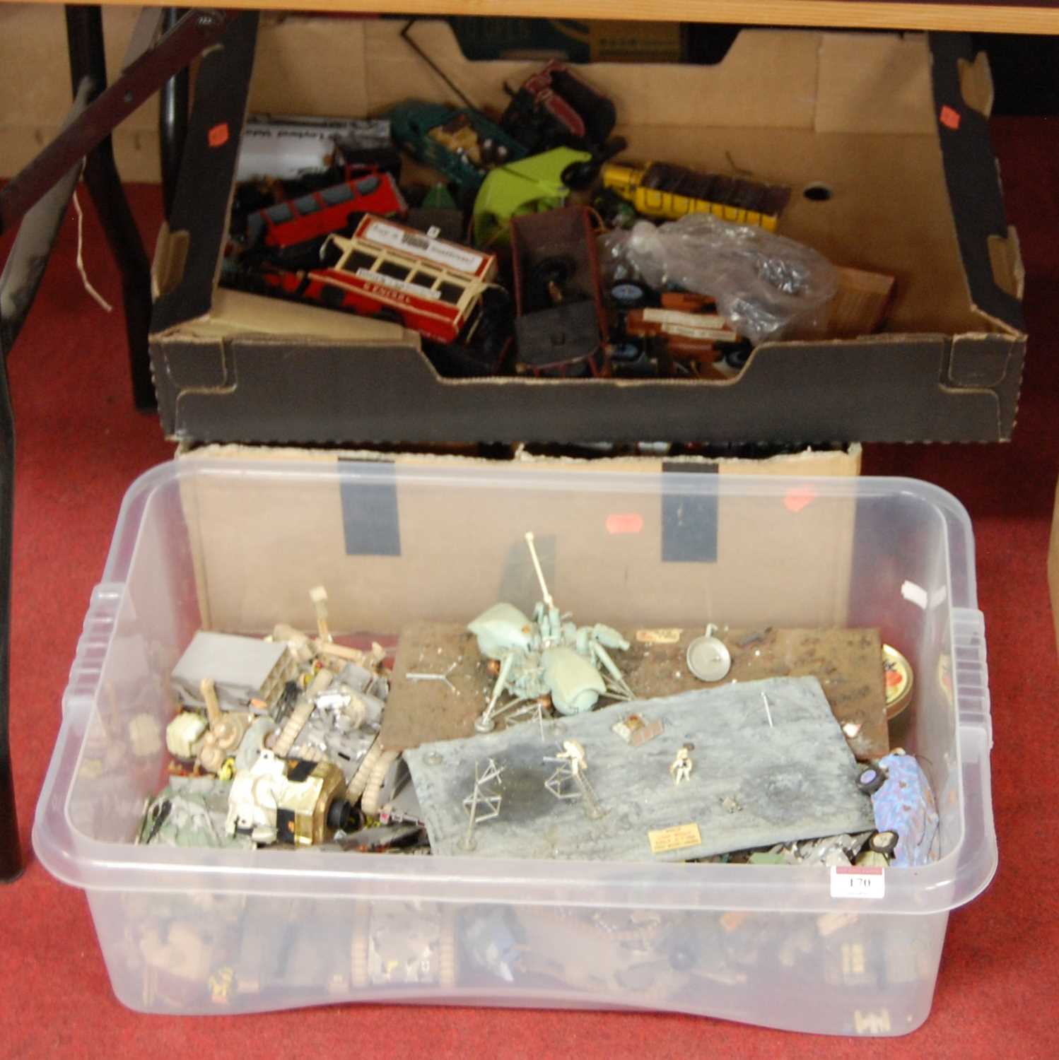 Lot 170 - Three boxes of loose kit-built and other toy...
