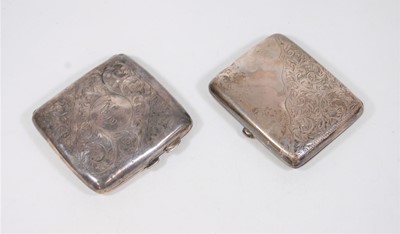 Lot 300 - A George V silver pocket cigarette case,...