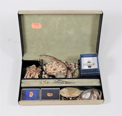 Lot 383 - A jewellery box and contents, to include a 9ct...