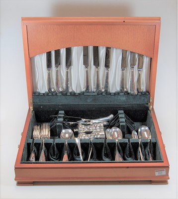 Lot 262 - A modern yew and burr yew cutlery canteen with...
