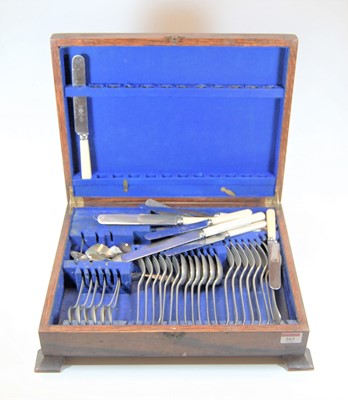 Lot 263 - An oak cutlery canteen and part contents