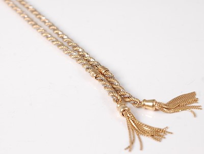 Lot 340 - A 9ct gold rope twist necklace intertwined...