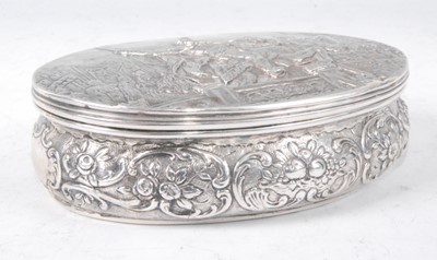 Lot 1143 - A late 19th century German silver sugar box,...