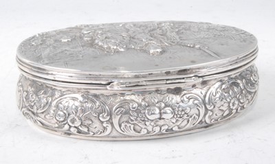 Lot 1143 - A late 19th century German silver sugar box,...