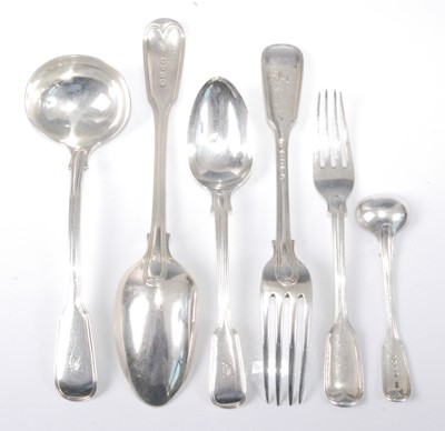 Lot 1147 - A Victorian silver part cutlery suite, in the...