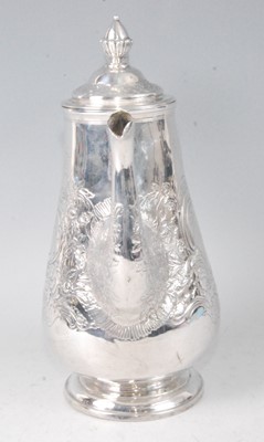 Lot 1164 - A George II silver coffee pot, of typical pear...