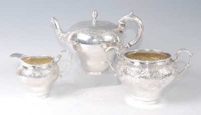 Lot 1163 - A William IV silver three-piece teaset,...