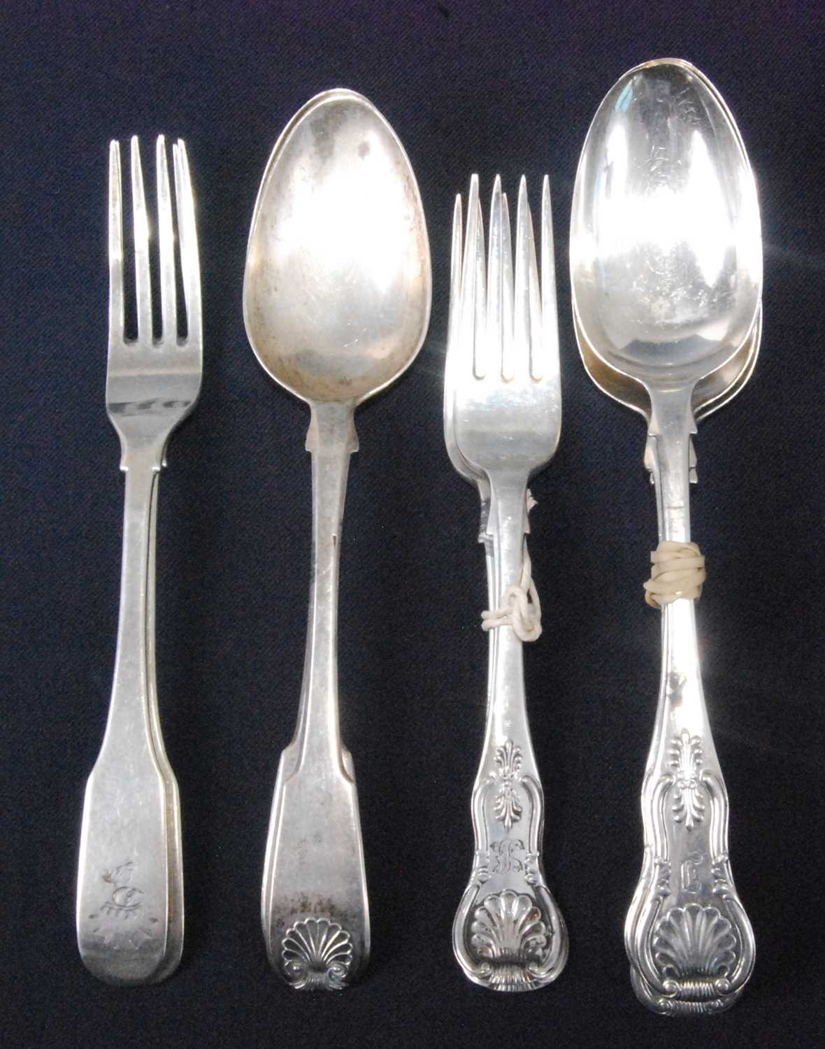 Lot 1158 - Assorted Scottish silver flatware in the Kings...