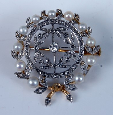 Lot 1231 - An Edwardian yellow and white metal, pearl and...