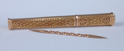 Lot 1280 - A 19th century continental yellow metal needle...