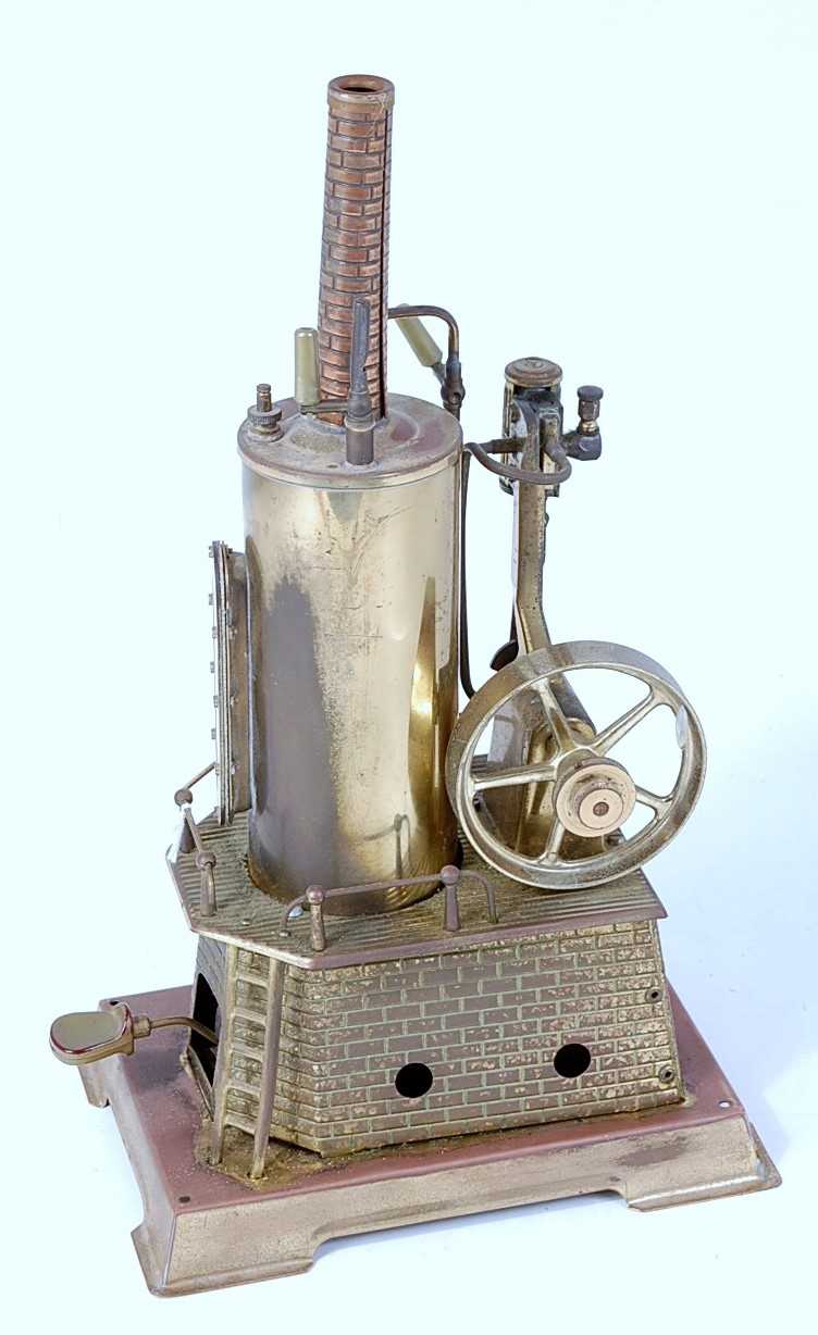 Lot 48 - A Wilesco solid brass vertical steam engine,...