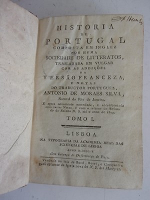 Lot 1008 - SILVA, Antonio De Moraes, Historia de Portugal....