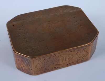 Lot 1332 - An 18th century brass snuff-box, of...