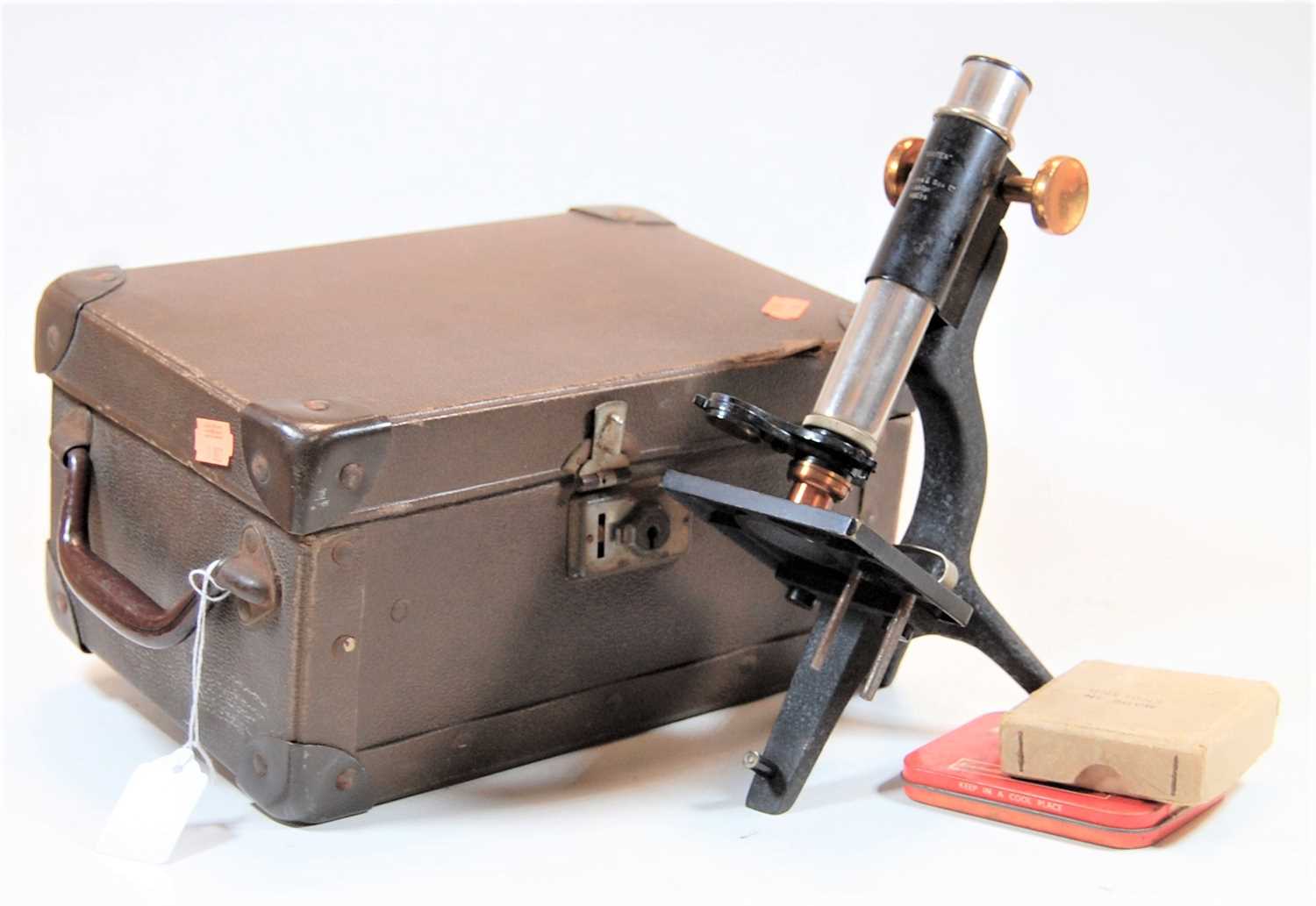 Lot 23 - A Britex students microscope in fitted box,...