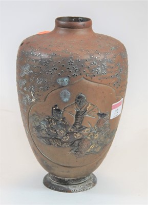 Lot 32 - A 19th century Japanese bronze vase decorated...