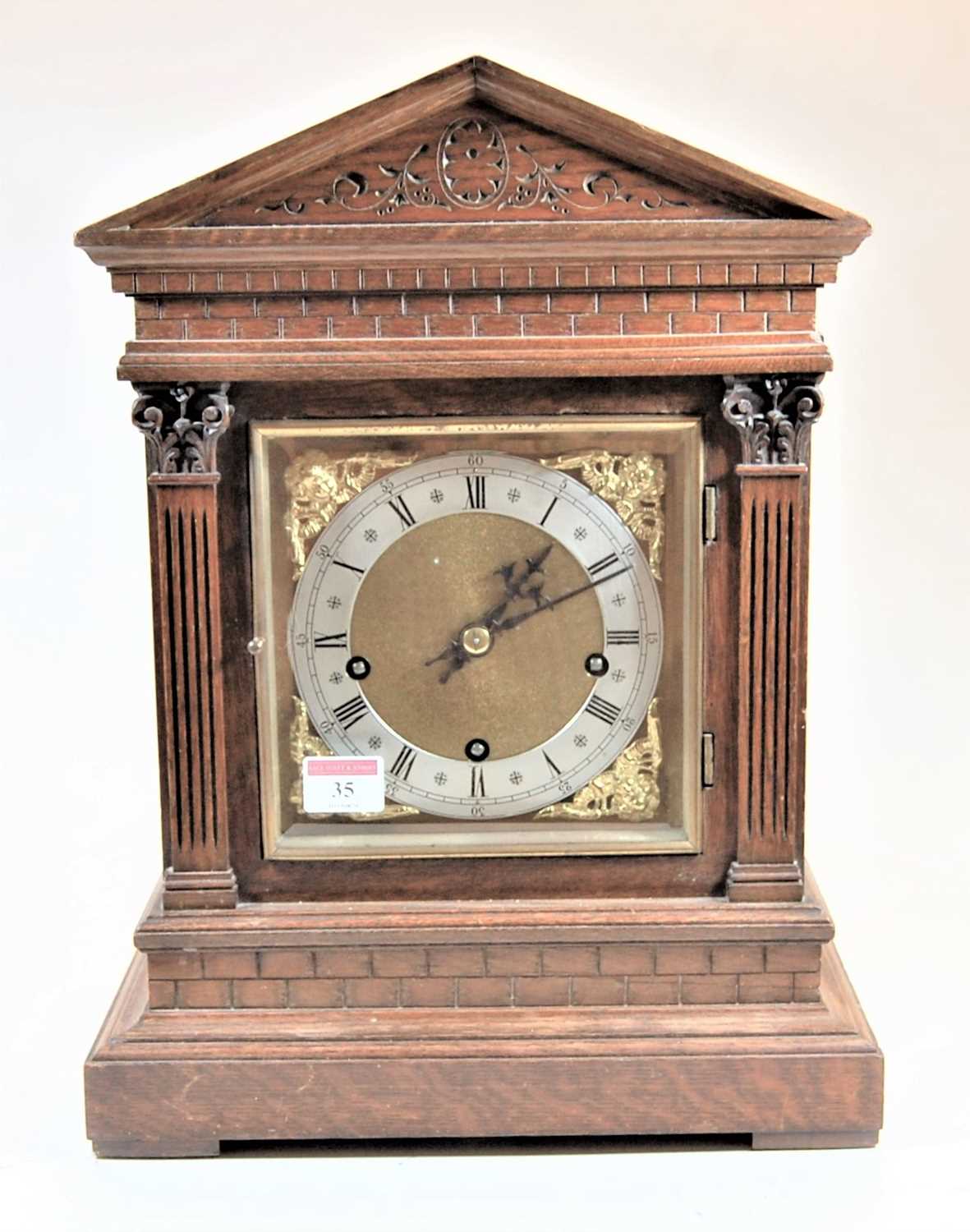 Lot 35 - A circa 1900 oak cased bracket clock by...