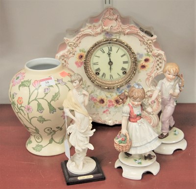 Lot 38 - Mixed ceramics to include mantel clock, two...