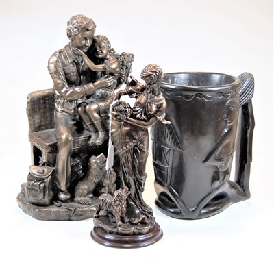 Lot 46 - A reproduction bronze composition figure group,...