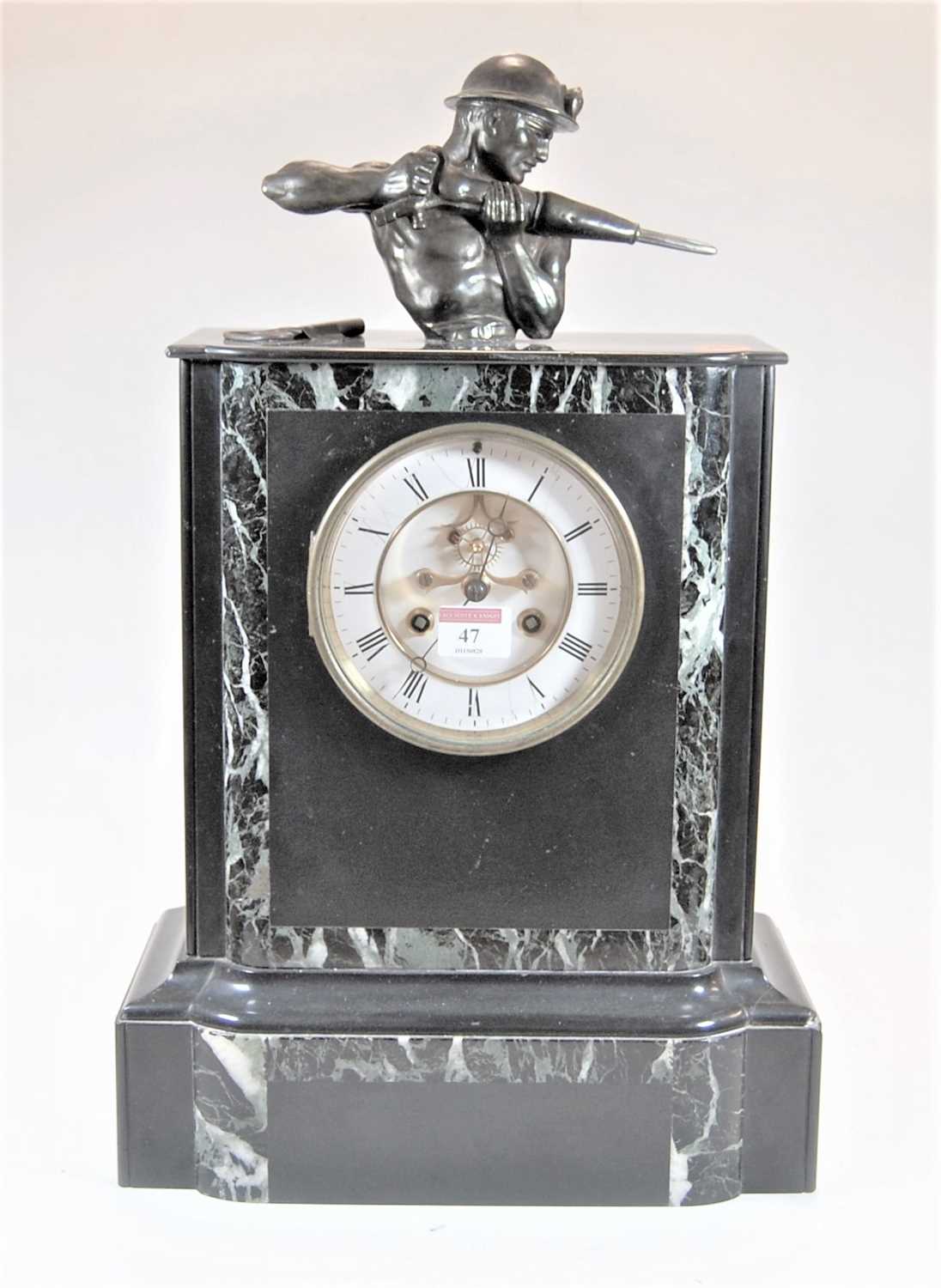 Lot 47 - An early 20th century slate mantel clock...