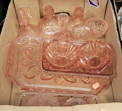 Lot 54 - A collection of pressed moulded peach glass...