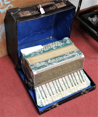 Lot 65 - A Pietro piano accordion having faux mother of...