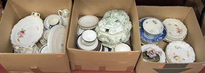 Lot 75 - Three boxes of mixed ceramics to include 19th...