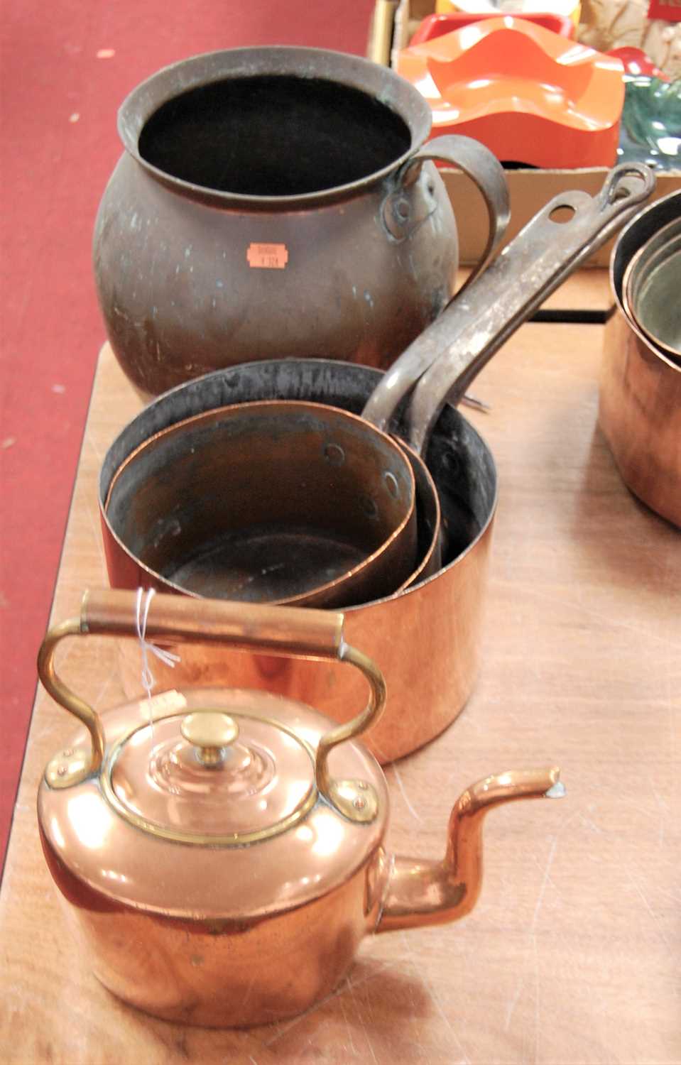 Lot 119 - A 19th century copper range kettle together...