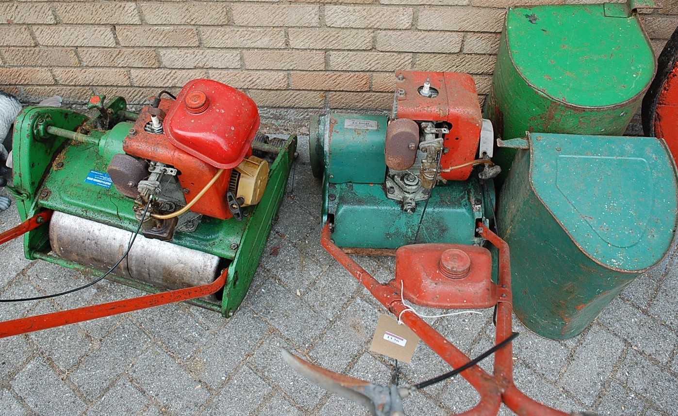 Lot 1136 - Two vintage petrol driven lawn mowers, each...