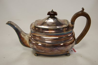 Lot 198 - A 19th century silver teapot, of squat oval...