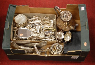 Lot 233 - A box of miscellaneous metalware, to include a...