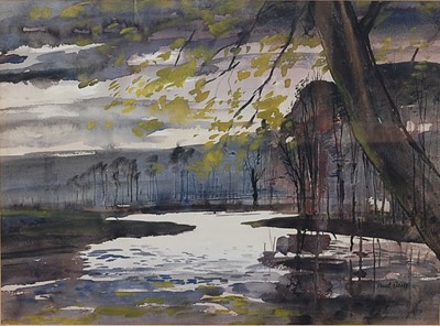 Lot 269 - Paul Earee (1888-1968) - Tree-lined Lake in...