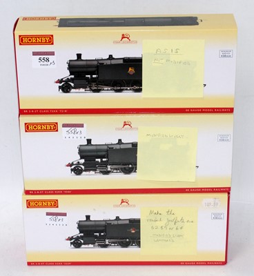 Lot 558 - 3 Hornby tank engines, all in BR black livery...