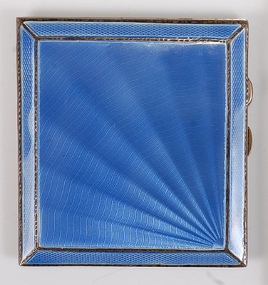 Lot 87 - An Art Deco silver and blue guilloche enamel...