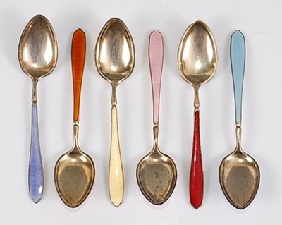Lot 97 - A set of six mid-20th century silver gilt and...