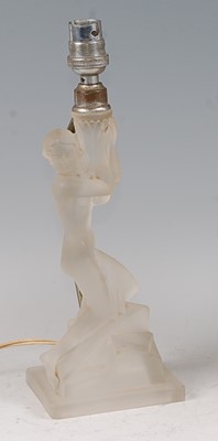 Lot 128 - A French Art Deco frosted glass figural table...