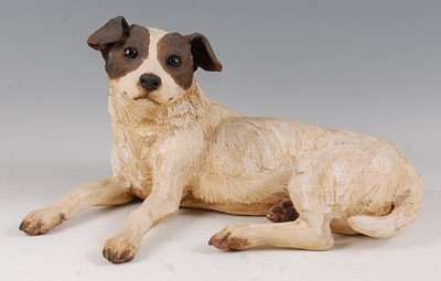 Lot 51 - Karen Fawcett - Resting Dog, stoneware figure,...