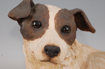 Lot 51 - Karen Fawcett - Resting Dog, stoneware figure,...