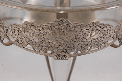 Lot 202 - An Art Nouveau pewter and clear glass...