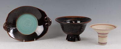 Lot 50 - A Japanese studio pottery twin handled shallow...