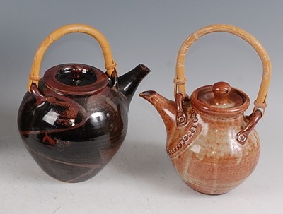 Lot 49 - A studio pottery Tenmoku glazed teapot and...