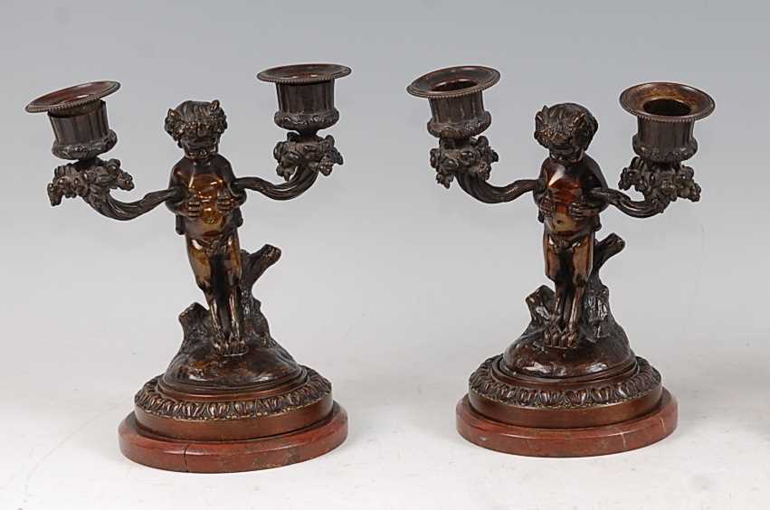 Lot 1290 - A pair of late 19th century French bronze twin...
