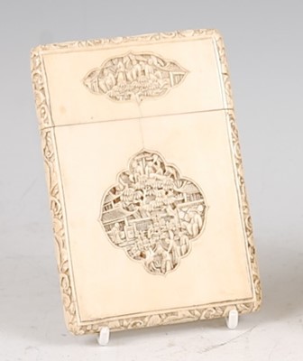 Lot 1362 - A circa 1900 Chinese Canton ivory calling card...