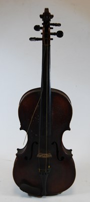 Lot 614 - A Continental violin, having a one piece back...