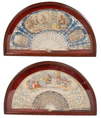 Lot 1296 - A 19th century French paper and bone fan,...
